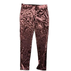 LOGO by Lori Goldstein size Large Dark Purple Velvet Ankle Zip Holiday Leggings